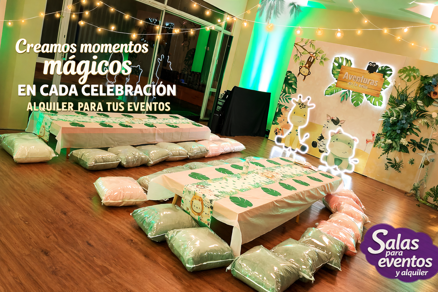 Mesa picnic con parasol y sillas Acapulco para evento al aire libre en Bogotá